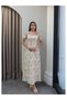 Square Neck Balloon Sleeve Embroidered Dress