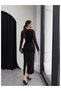 Varaklı Sleeve Sheer Midi Dress - 5