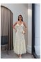 Strappy Floral Embossed Long Dress - 4