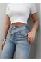 Wide Leg Jeans with Stone Cross Waist Detail - 2