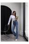 Wide Leg Jeans with Cross Waist Detail - 2