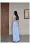 Baby Blue Waist Tie Slit Dress - 5