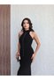 Long Dress with Side Shirring and Button Detail - 2