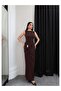Buckle Detail Draped Sleeveless Long Dress