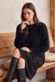 Women's Crew Neck Lace Wide Sleeve Soft Beard Sweater - 3