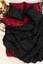 Reversible Double Duvet Cover Set with Elastic Bed Sheet Black-Burgundy - 3
