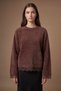Women's Crew Neck Lace Wide Sleeve Soft Beard Sweater