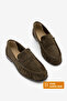 Women's Genuine Leather Oval Toe Moccasin Stitched Drawstring Loafer Casual Shoes Lefora Khaki Suede