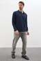 Honeycomb Fabric Apaş Collar Regular Sweatshirt - 3