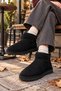 Classic Ultra Mini Platform Chestnut Mini Tan Suede Fur Lined Thin Sole Women's Boots - 7