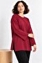 Lavinya Women's Plus Size Oversize Long Sleeve Combed Cotton Blouse Burgundy