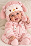 Baby Girl Powder Pink Winter Plush Rabbit Hat |   Gift Model with Ears and Pompom - 3