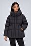 Black stand collar goose down coat - 2