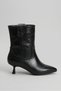 Women's Black Matte Patent Leather Pointed Toe Thin Heeled Western Style Non-Zipper Short Boots - Easy and Comfortable Wear - 3