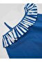 Strawberry Woven Girls' Ruffled Navy Blue Summer Dress - 5