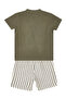Baby Boy Green Muslin Striped Shorts and Shirt Set - 4