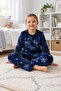 Girl's Navy Blue Super Soft Winter Christmas Pajama Set Christmas Themed