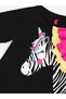 Black Unicorn Zebra Girls Long Sleeve Ruffle Detailed Dress - 6