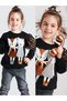 Girl's Star Patterned Black Long Sleeve Sweatshirt 4-10 Years