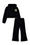 Stars Girl's Crop Black Tracksuit Set - 3