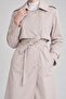 Midi Length Belted Leather Trench Coat Stone - 4