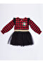 Unicorn Plaid Tulle New Year Girl Red Dress - 3