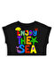 Girl's Colorful Set Printed Crop Top & Foil Leggings Spring Summer 5-10 Years - 6