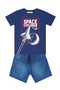 Space Boy T-shirt Denim Shorts Set - 3