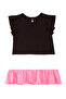 White Cat Ruffled Girl's Black Summer Dress - 4