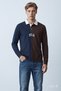 Clark Men's Polo Neck Sweatshirt - Brown Printed, Standard Fit
