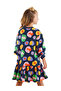 Girls Winter Floral Pattern Navy Blue Long Sleeve Ruffle Dress Age 4-10 - 2