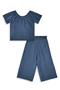 Girls' Set Denim Look Blouse Trousers Woven Summer 4-10 Years - 5
