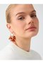 Orange Natural Stone Detailed Geometric Dangle Earrings - 3