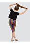 Girl's Colorful Set Printed Crop Top & Foil Leggings Spring Summer 5-10 Years - 2