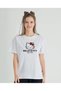 Lisanslı Baskılı Basic Beyaz T-shirt Relaxed Kalıp