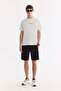 Men's Black Elastic Waist Lace-Up Side Zipper Pocket Interlock Knitted Regular Fit Shorts A61Y3633 - 7