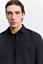 Men's Black Classic Collar Easy-Ironing Wrinkle-Resistant Water-Repellent Comfort Fit Shirt Jacket A62Y2531 - 2
