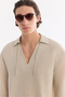 Men's Stone V-Neck Cotton Linen Blend Short Sleeve Comfort Fit Shirt A61Y2127 - 5