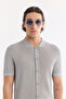Men's Gray Polo Neck Button-Front Regular Fit Knitwear T-Shirt A61Y5017 - 2