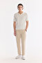 Men's Ecru Polo Collar Buttonless Textured Knitwear Regular Fit T-Shirt A61Y5033 - 6