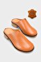 Nancey Genuine Leather Short Heeled Women's Sabo Slippers