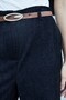 Women's Velvet Jeans High Waist Side Pockets Wide Leg Palazzo (Belt Included) Trousers-Black - 5