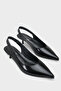 Tressa Genuine Leather Pointed Toe Open Back Mid-Heeled Women's Shoes