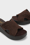 Genuine Leather Suede Wedge Heeled Women's Sandals - 4