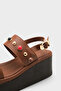 Jennie Wedge Heeled Colorful Stone Double Strap Women's Sandals - 3
