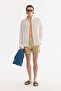 Men's Yellow Quick-Drying Printed Relaxed Fit Swim Shorts with Bag A61Y3817