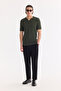 Men's Khaki Polo Collar Buttonless Textured Knitwear Regular Fit T-Shirt A61Y5033 - 6