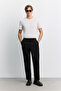 Men's Black Elastic Waist Lace-Up Easy-Iron Relaxed Fit Jogger Pants A62Y3041
