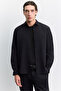 Men's Black Classic Collar Easy-Ironing Wrinkle-Resistant Water-Repellent Comfort Fit Shirt Jacket A62Y2531 - 6