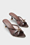 Marnie Pointed Toe Mesh Metal Buckle Medium Heeled Stylish Women's Slippers